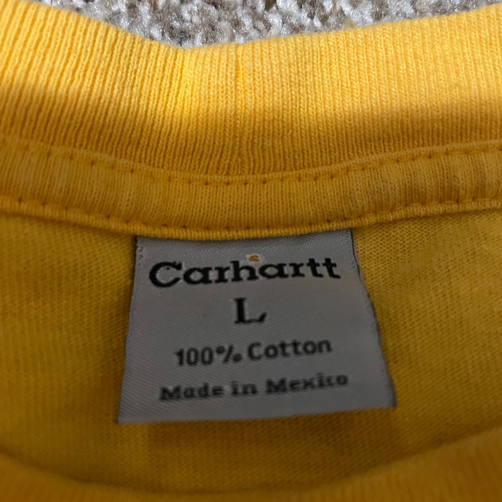 Carhartt Pocket T Shirt Mens L Yellow Short Sleeve Cotton Workwear - Picture 3 of 4